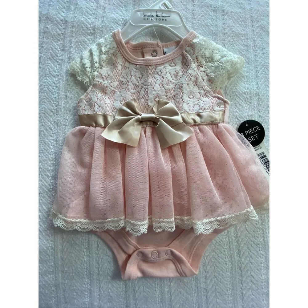 NICOLE MILLER Baby 3/6 Month 3 Piece Dress Set